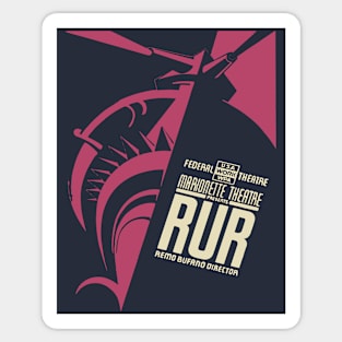 Retro WPA Marionette Theatre RUR Art Deco Poster Sticker